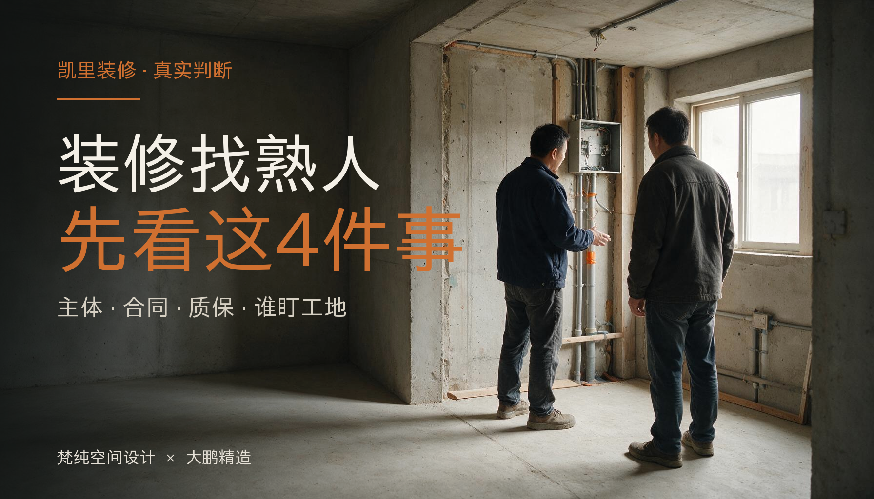 凯里装修负责人与业主在水电前核对管线与配电箱