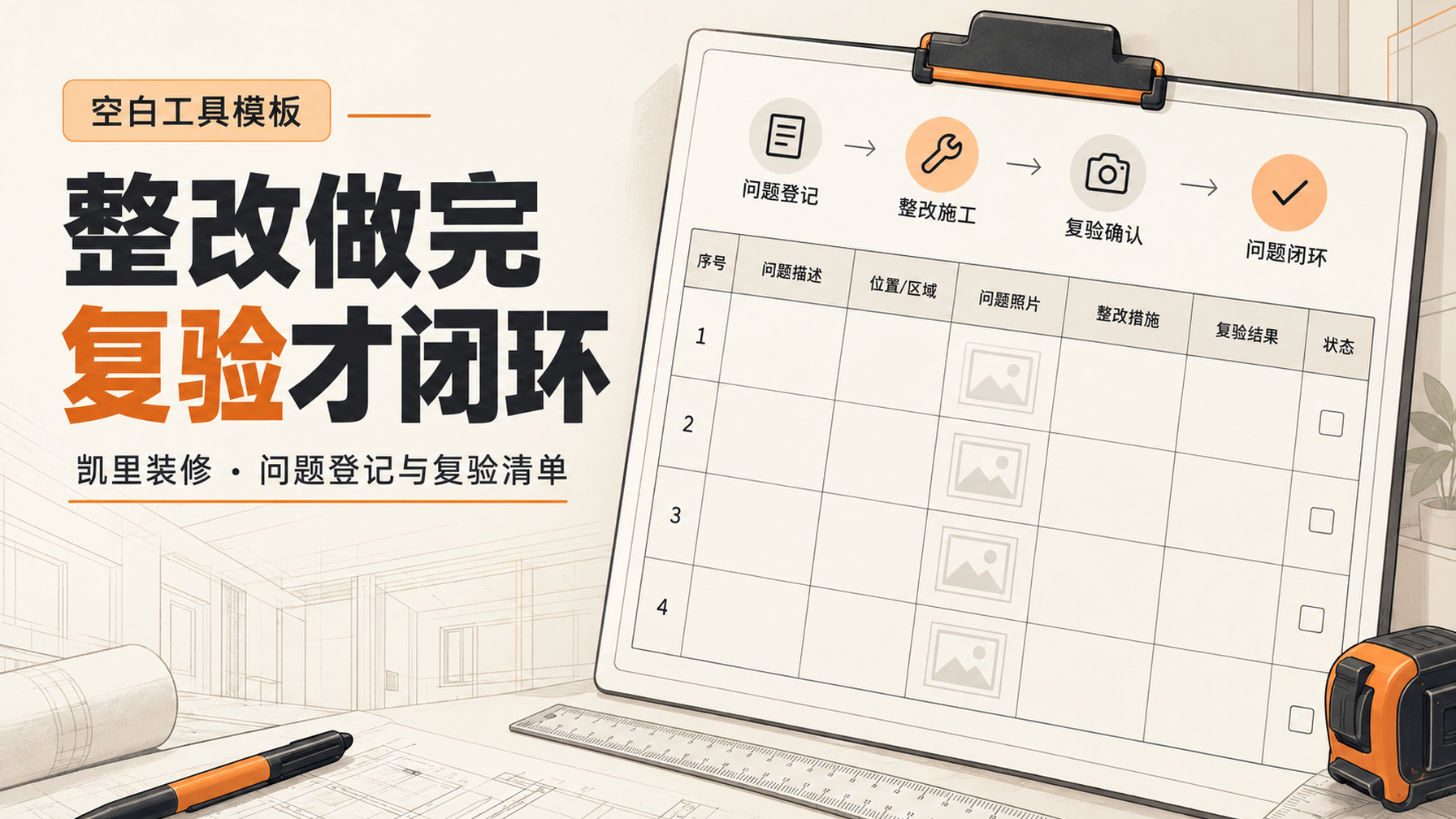 凯里装修售后怎么跟进？附问题登记与整改复验清单：封面配图