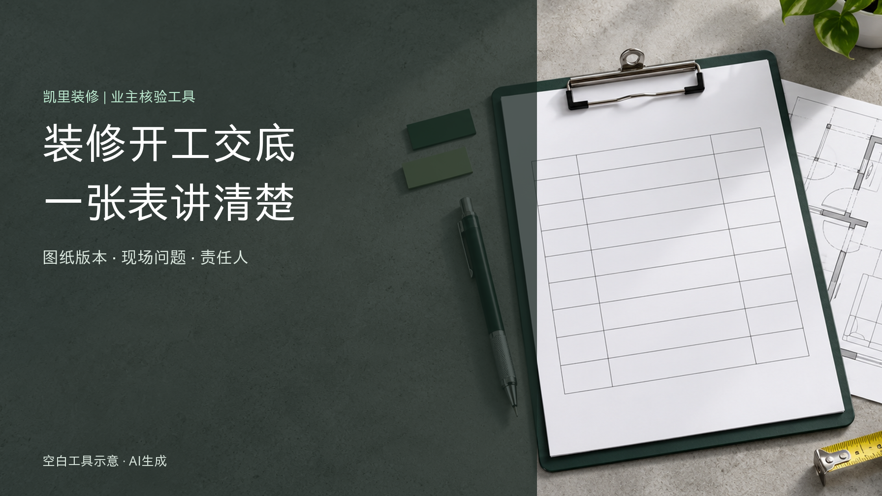 装修开工交底怎么做？这张确认清单带去现场，AI生成示意场景